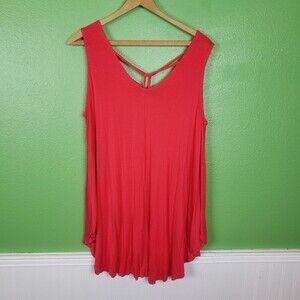 Roman's Women's Red Flowey Bralette Back Sleeveless Tank Top Size Large 18/20